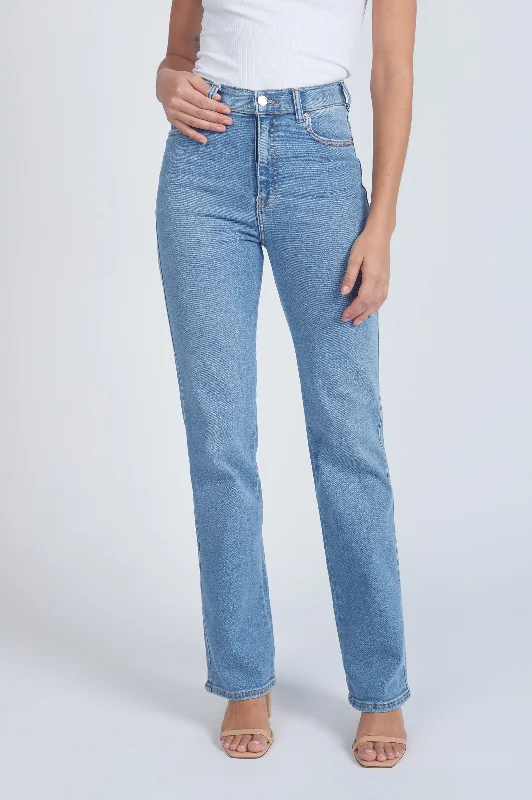 Moxy Straight Jeans - Cape Light Used Fashionable Frayed Hem Denim