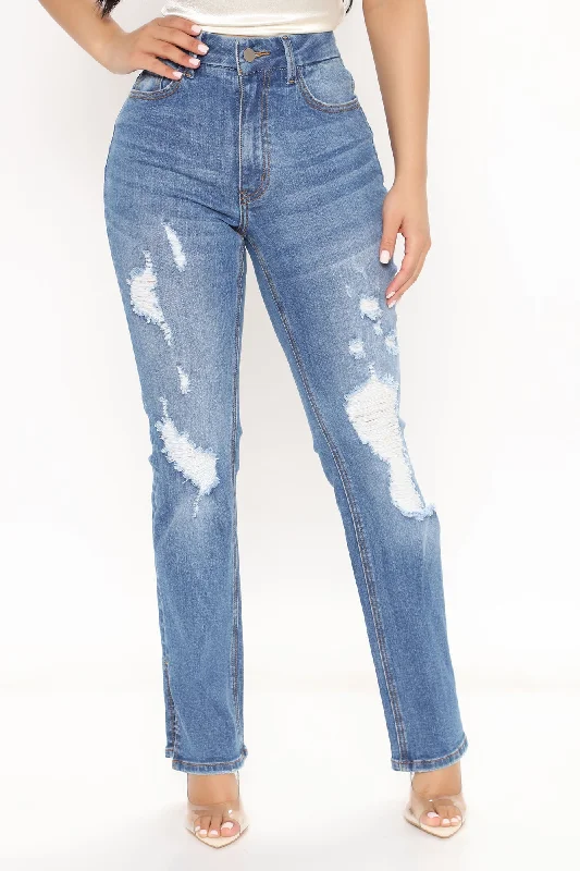 Petite Killing 'Em Kindly High Rise Jeans - Medium Blue Wash Comfortable Mid-Rise Jeans